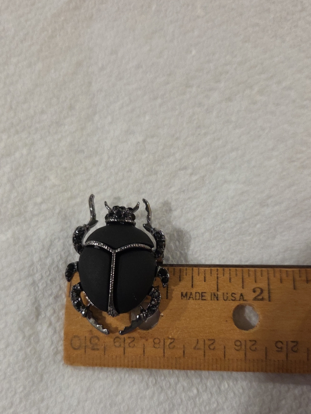 Black Beetle Brooch Pin - Matte Black with Gunmetal Accents - Picture 7 of 7